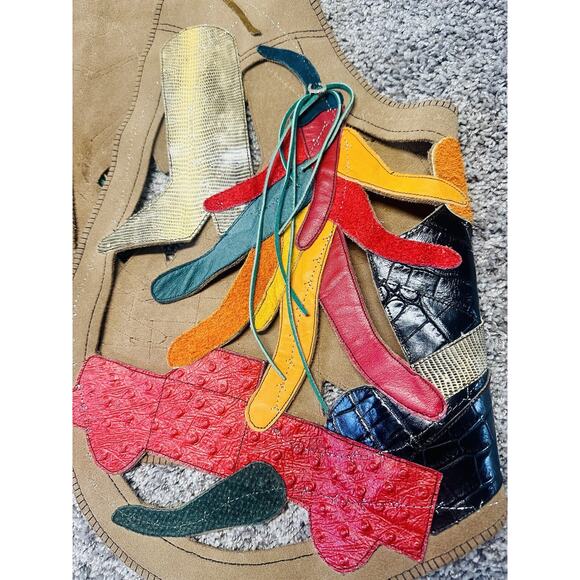 RARE Custom Leather Applique Texas Scenic Suede Vest Lifestyle Texan Cowboy - Picture 2 of 14